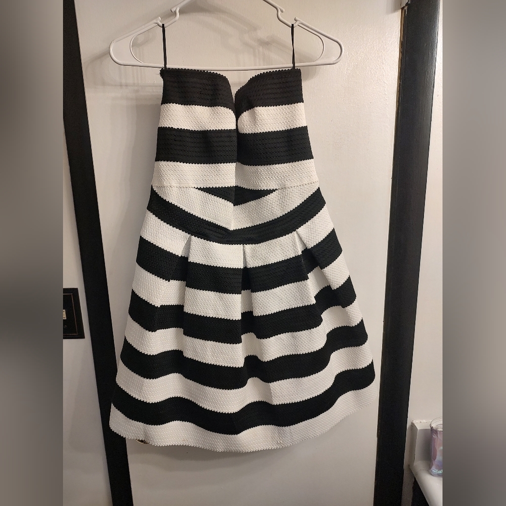 Black and white striped dress